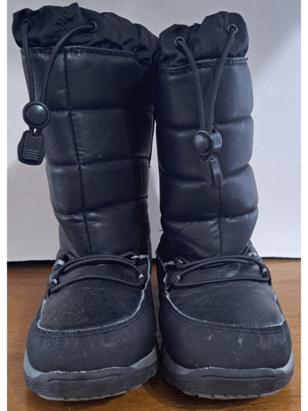 Lands' End Toddler Boys US 13 Black Snow Boots Drawstring/Hook & Loop Closures